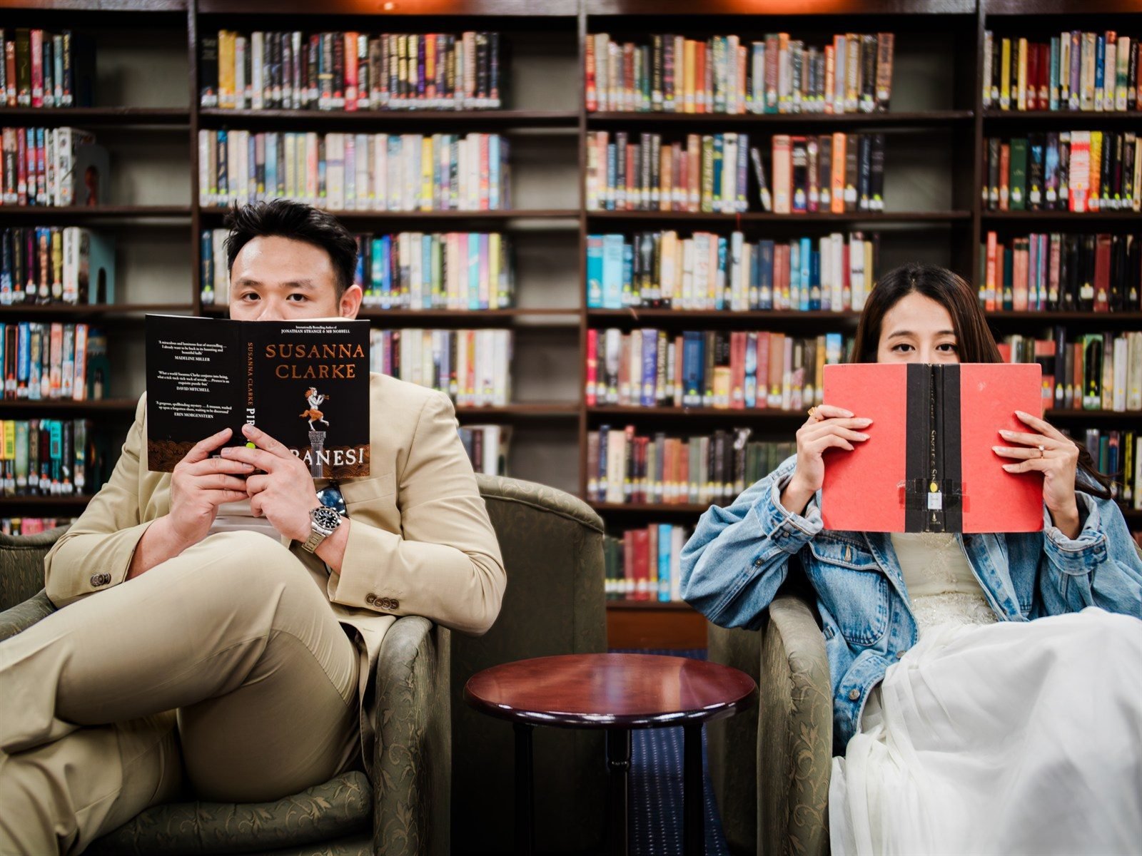 Deanna and Adnan Playful Library Pre-Wedding