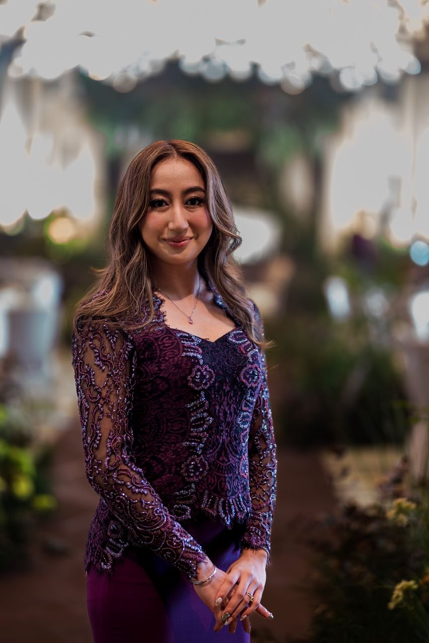 Deanna Royal Purple Songket Kebaya Portrait