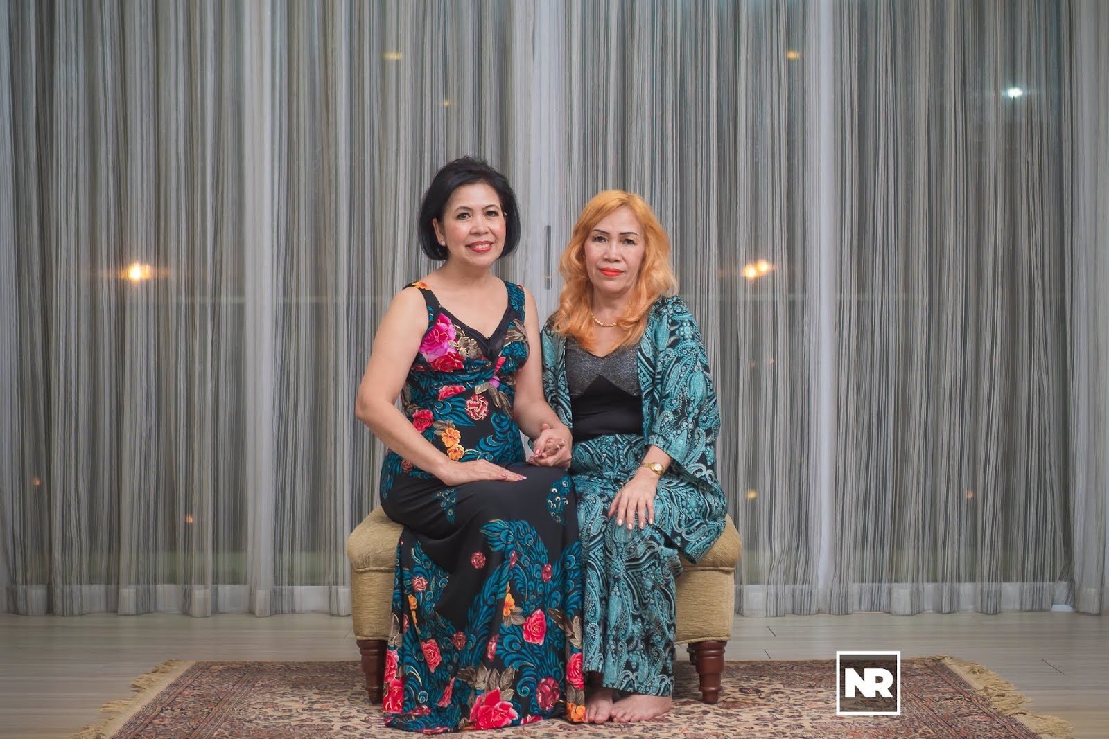 Sisterly Elegance in Vibrant Evening Gowns