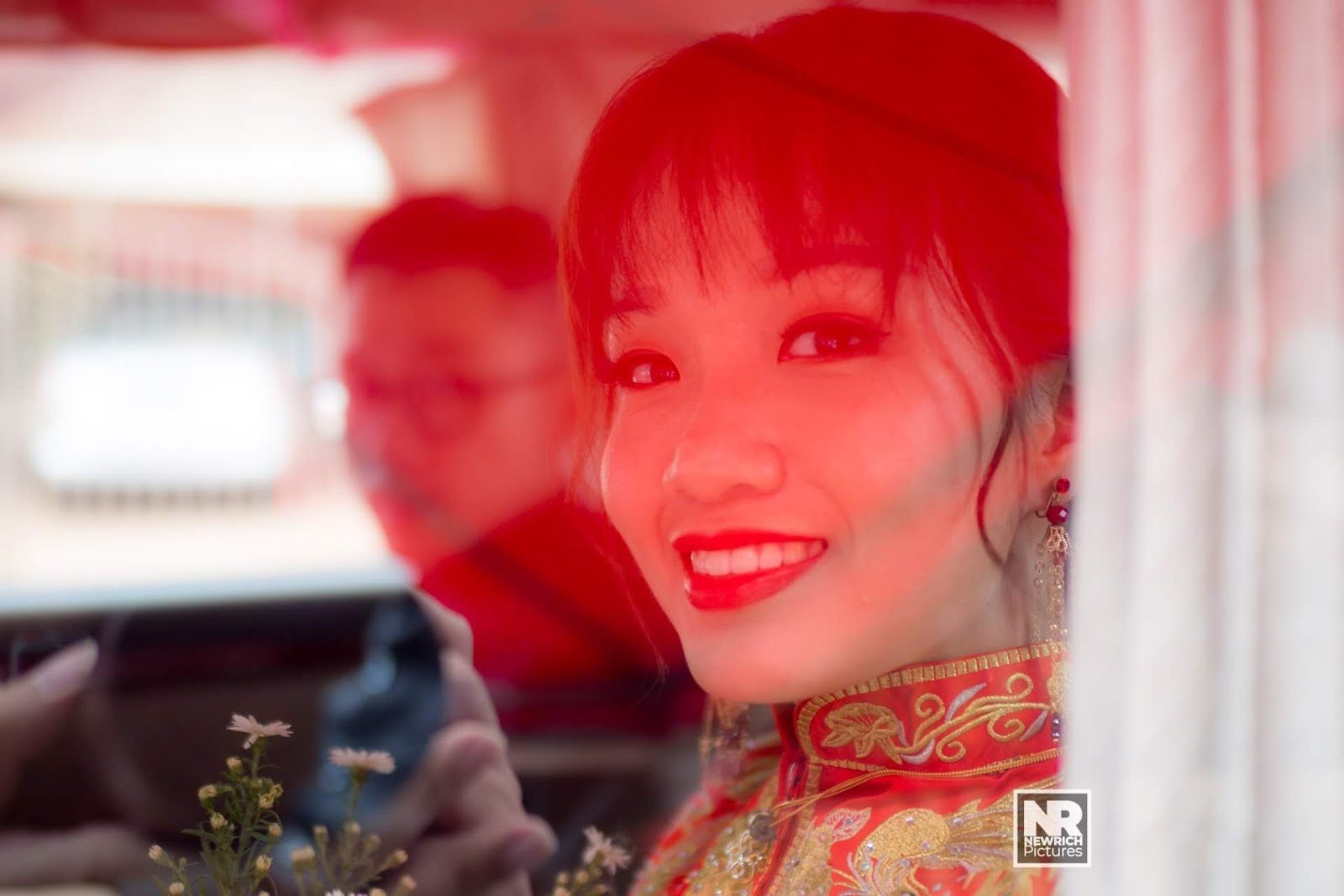 Radiant Bride in Bridal Car